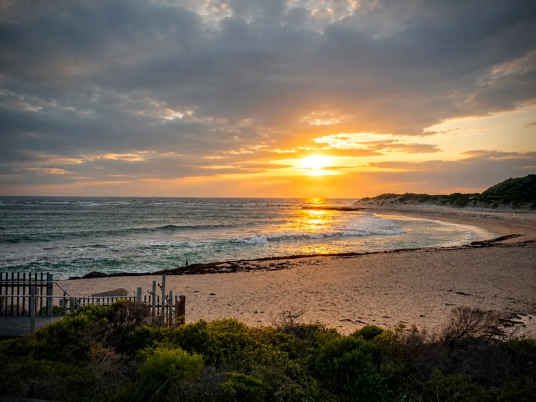 Sunset over a quiet beach
